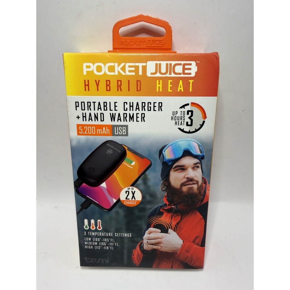 Pocket Juice Hybrid Heat,Rechargeable Pocket Hand Warmer, 5200mAh USB Power Bank
